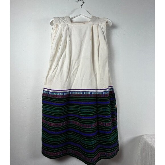 Vintage South American Handmade Dress with Handwoven Textile L/XL Square Neck - Picture 1 of 9